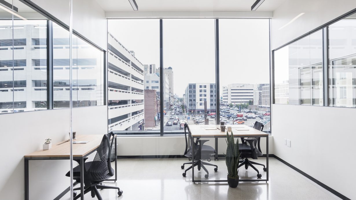 Office have plenty of natural light and afford views of the city.