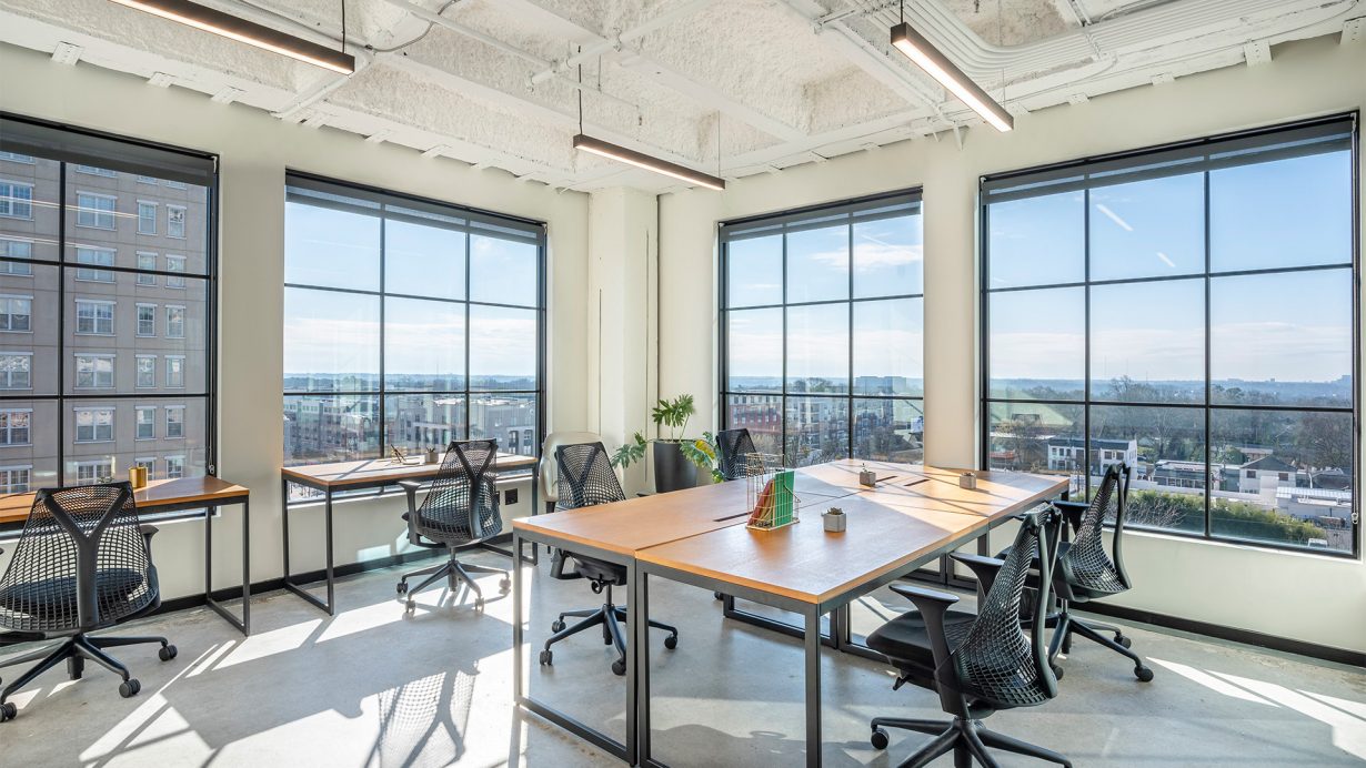 Private offices and suites overlook Atlanta’s Buckhead neighborhood.