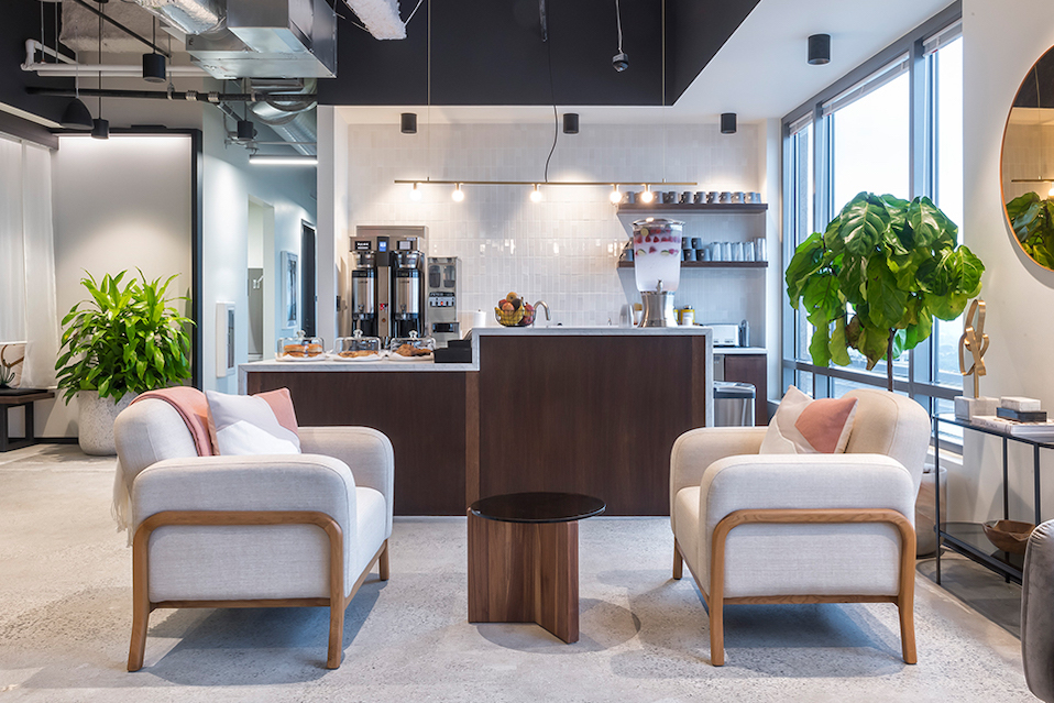 Natural light fills Industrious Monarch Tower’s common areas.