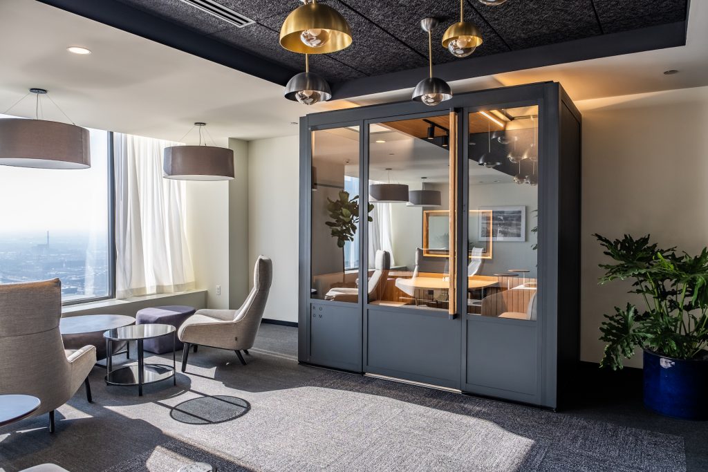 One of ROOM and Industrious’ new Workspace Galleries at Industrious Willis Tower in Chicago.