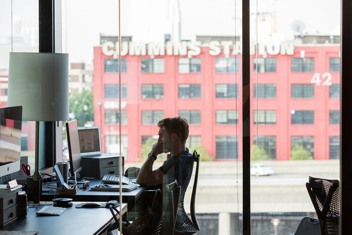 Natural light fills Industrious Gulch’s private offices and suites.
