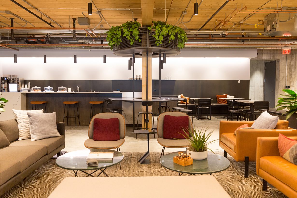 Common areas are filled with greenery and provide convenient spaces for a quick meeting or lunch break.