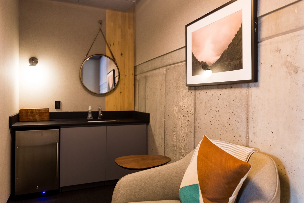 Industrious’ temperature-controlled wellness rooms are equipped for working mothers’ feeding and pumping needs.