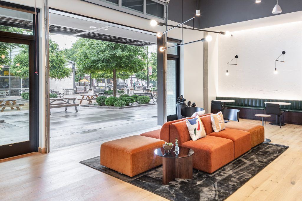 Open-air spaces and natural light are abundant throughout Industrious Dallas Farmers Market.