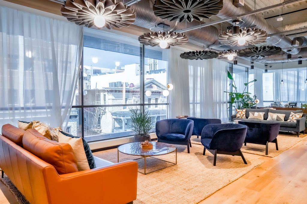 The common area for Industrious 9th and Congress in Austin, Texas.