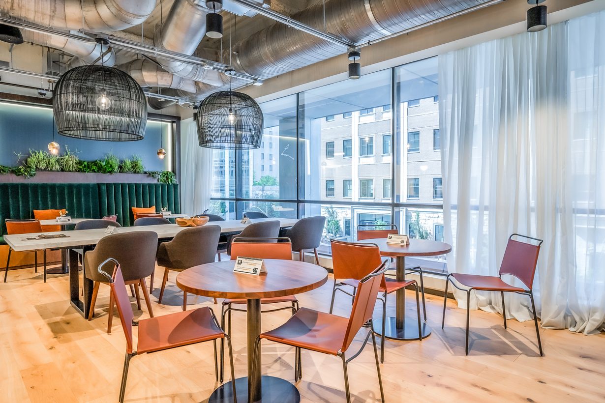 Members have access to a cafe and lounge.