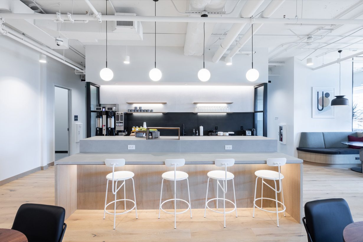 Breakfast, snacks, and coffee are served to members each day at the location’s kitchen.