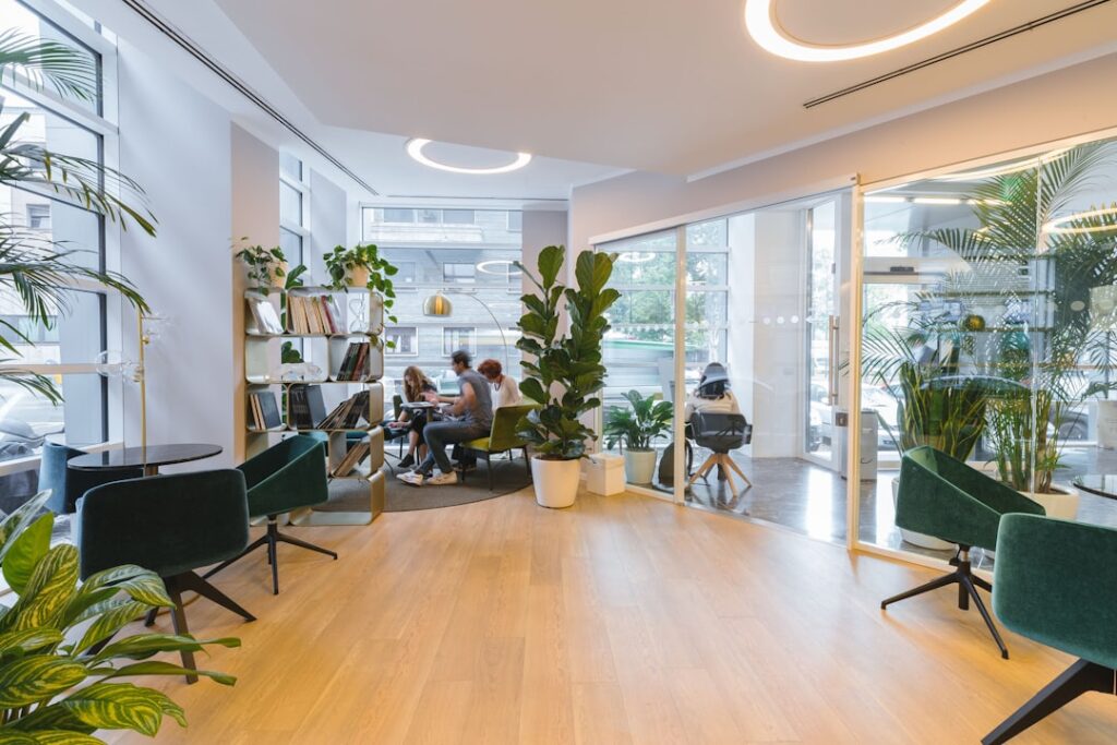 industrious office space with people collaborating