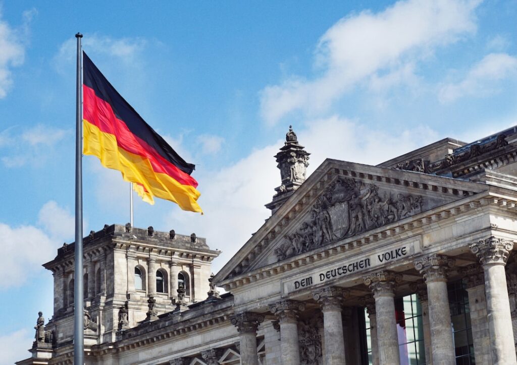 german capital building with german flag