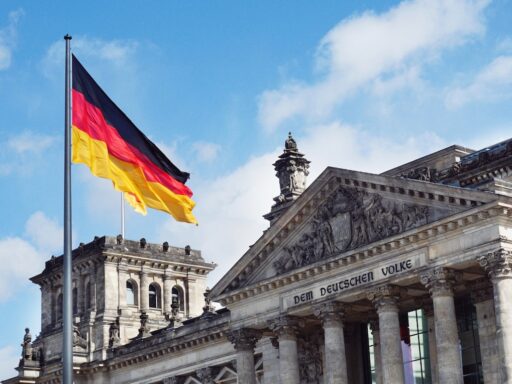 german capital building with german flag